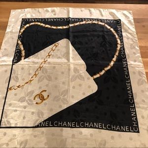 Rare CHANEL Vintage Scarf - Cream, Black & Gold